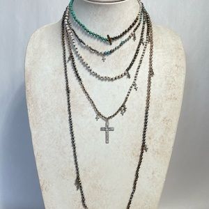 3 long knotted gemstone necklaces